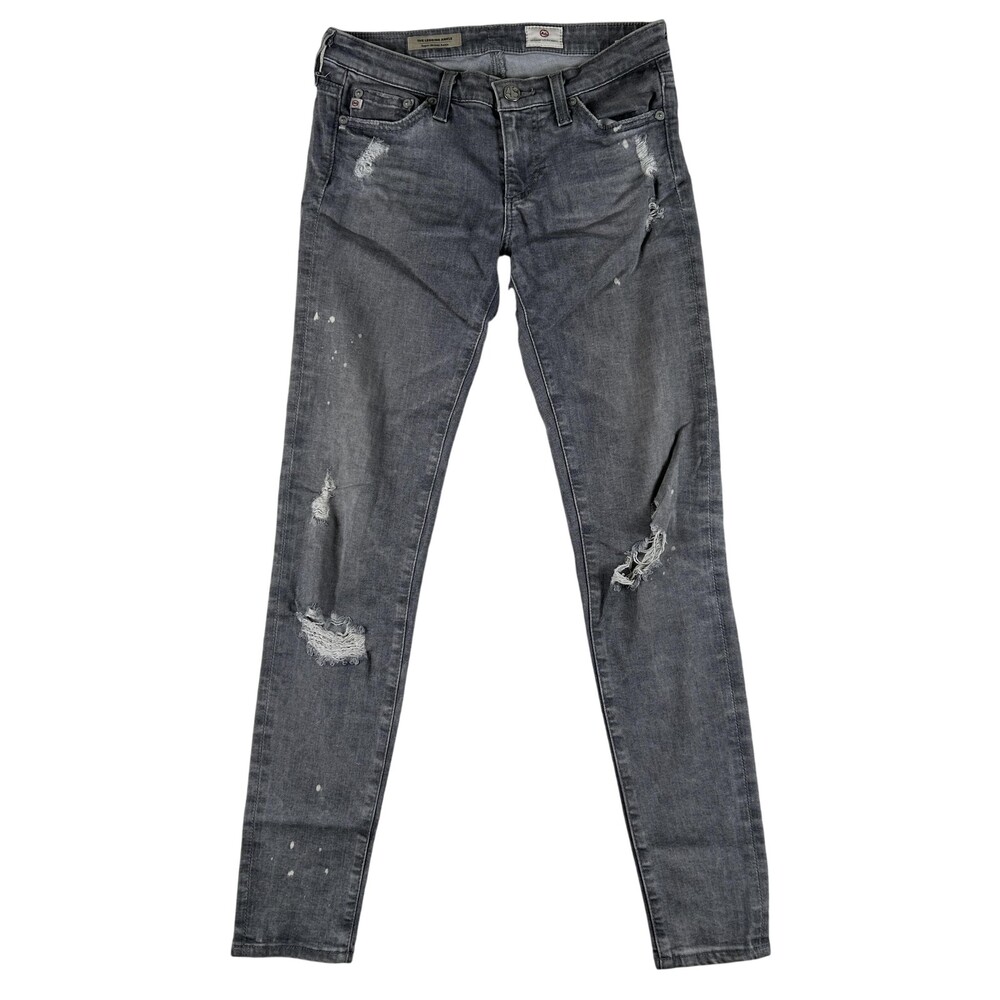 AG Adriano Goldschmied Jeans Womens 24 Charcoal Wash Distressed Legging Ankle